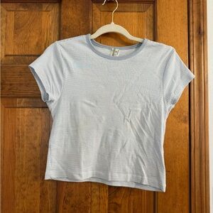 Light Blue & White Striped Short Sleeve Tee
